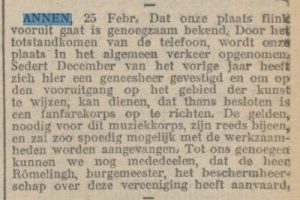 1910-00-00 Vereniging eerste telefoon oprichting fanfare geneesheer